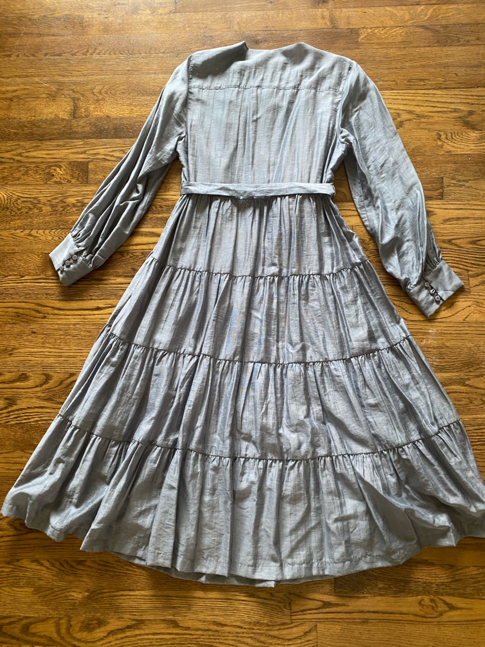 Anthropologie Slate Blue Tiered Midi/Maxi Dress with Pintuck Bodice size M - Picture 4 of 8